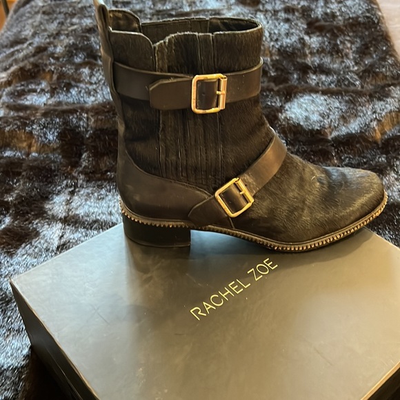 HP🎉🥰 Rachel Zoe calf hair biker boots. Real leather / hair. Gently worn. Sz 8. - Picture 2 of 14